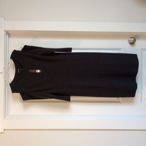 NWT Nic+Zoe Womens Dress Sz M Black White Dots Cold Shoulder Ribbed Phantom